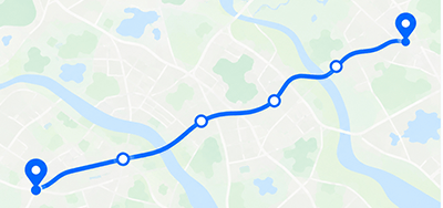 Image on a route following paths on the map