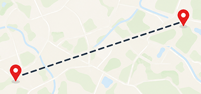 Image of a straight line on the map